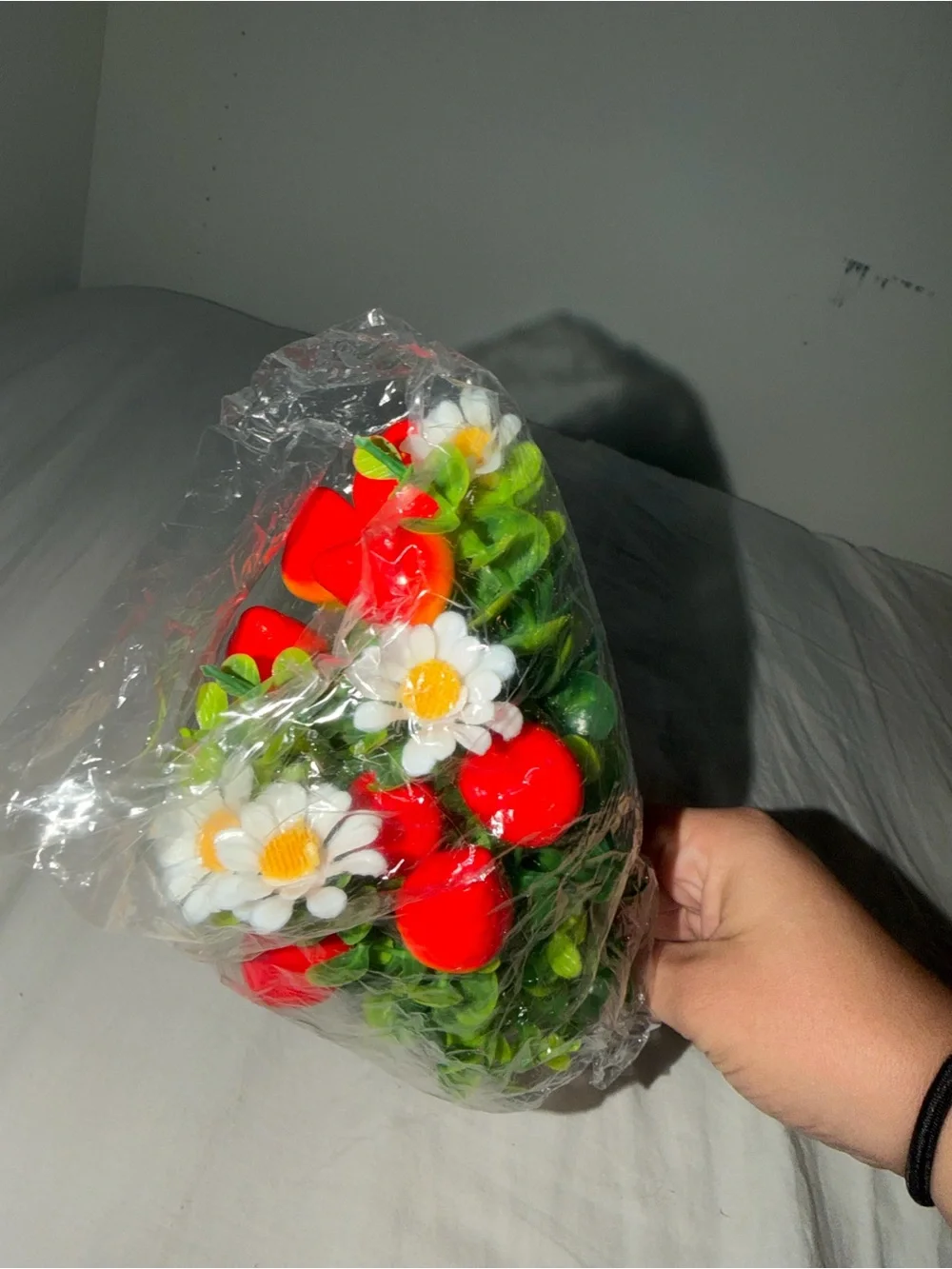 Artificial Red Strawberry & White Daisy Bouquet - Home Accents